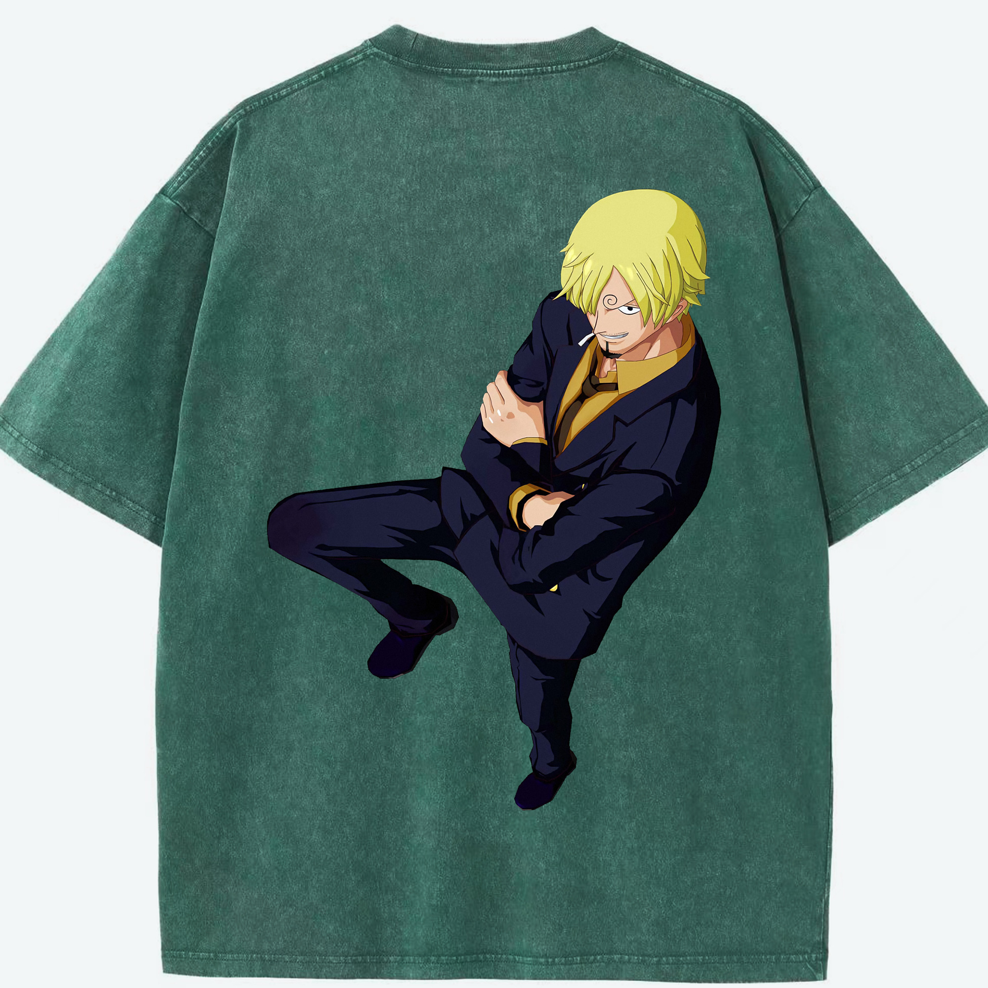 ワンピース サンジ ONE PIECE Sanji 綿100% ヴィンテージ風 半袖Tシャツ（背面プリント）